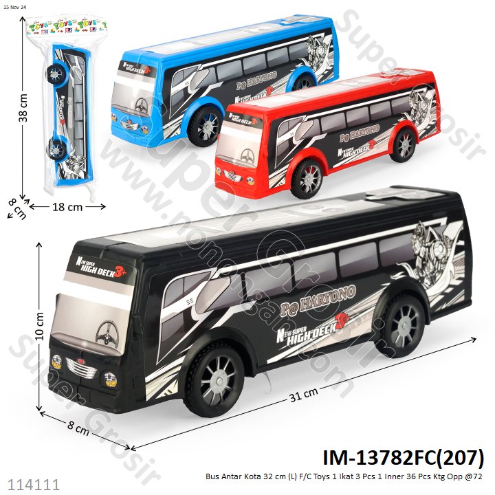 Bus F/C 32 cm (L) Toys 1 Ikat 3 Pcs 1 Inner 36 Pcs Ktg Opp @72
