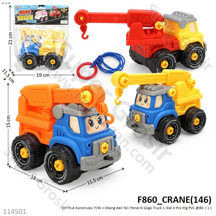 DIY Truk Konstruksi F/W + Obeng dan Tali Penarik Gogo Truck Ktg PVC @80