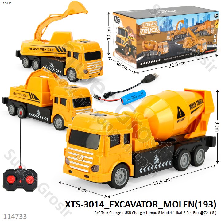 R/C Truk Konstruksi / Damkar Charge + Kabel Charge Lampu Urban Truck 27 MHz 4 Channel 1 Ikat 2 Pcs Box @72
