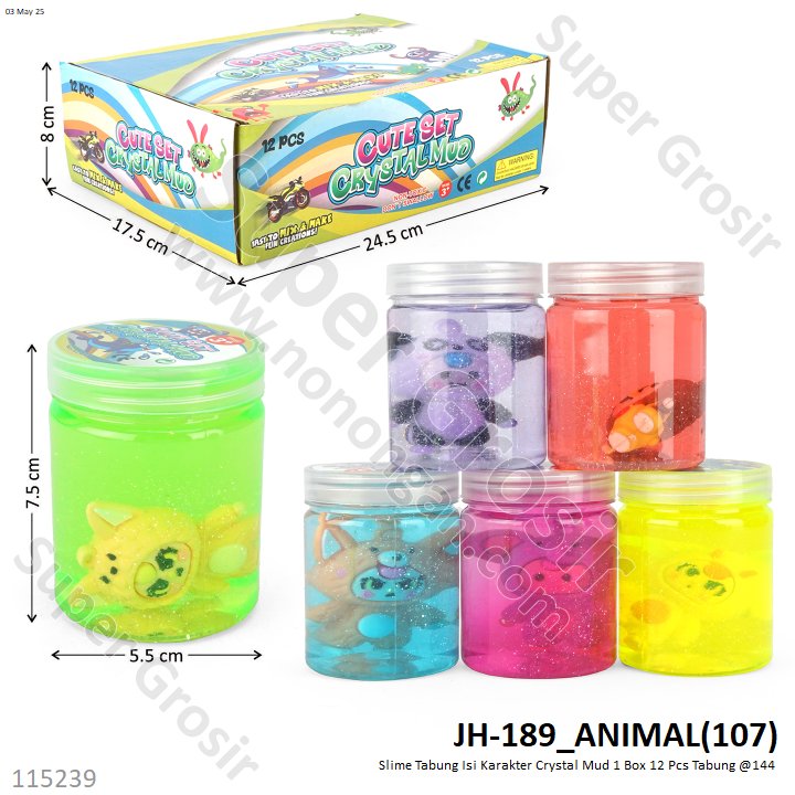 Slime Tabung Isi Karakter Crystal Mud 1 Box 12 Pcs Tabung @144