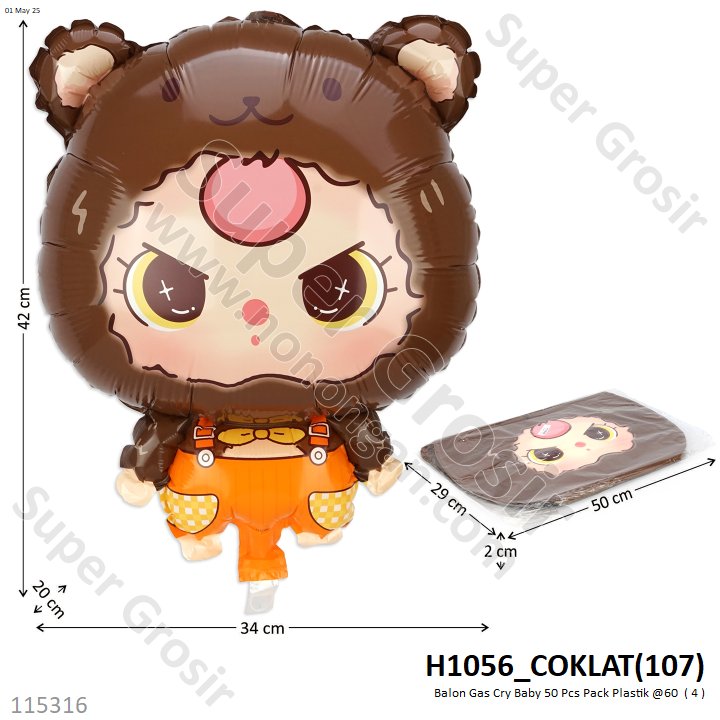 Balon Gas Cry Baby 50 Pcs Pack Plastik @60