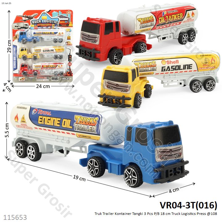 Truk Trailer Kontainer Tangki 18 cm 3 Pcs P/B Truck Logistics Press @108