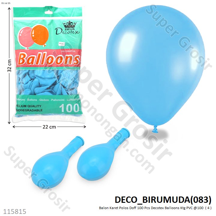Balon Karet Polos Doff 100 Pcs Decotex Balloons Ktg PVC @100