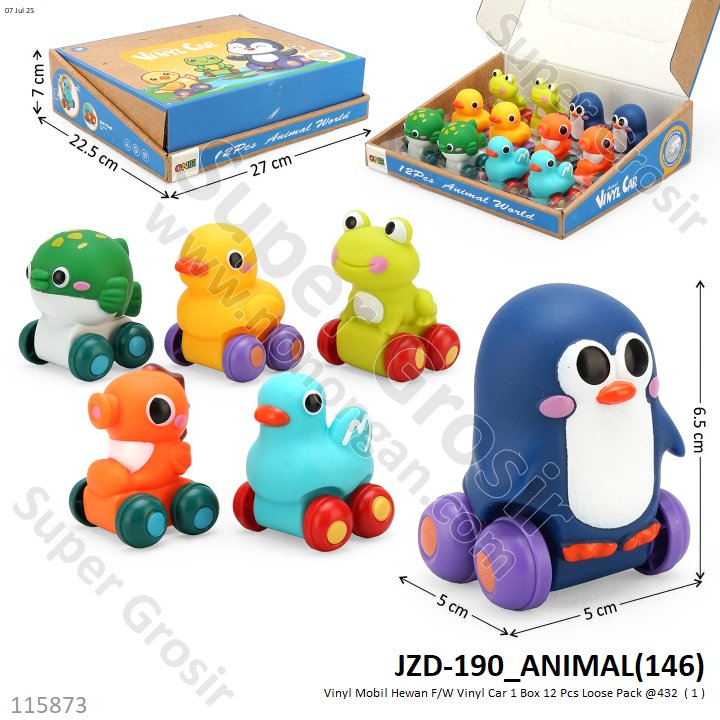 Mobil Hewan Vinyl F/W Vinyl Car 1 Box 12 Pcs Loose Pack @432