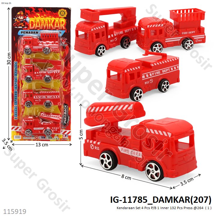 Kendaraan Set 4 Pcs P/B 1 Inner 132 Pcs Press @264