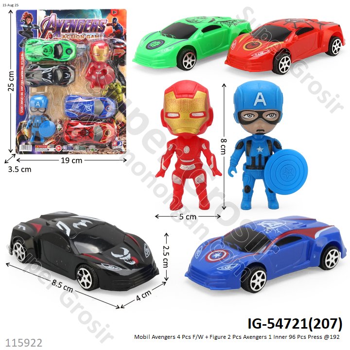 Mobil Avengers 4 Pcs F/W + Figure 2 Pcs Axengers 1 Inner 96 Pcs Press @192 