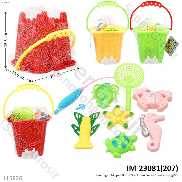 Pancingan Magnet Ikan + Serok dan Ember Sports Jala @60