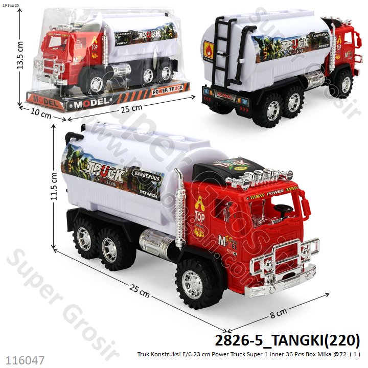 Truk Konstruksi 23 cm F/C Power Truck Super 1 Inner 36 Pcs Box Mika @72