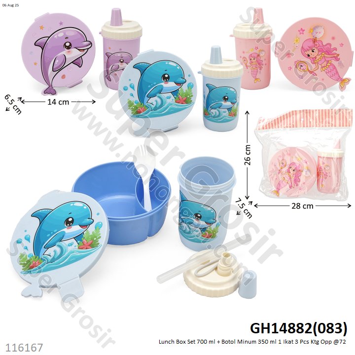 Lunch Box Set 700 ml + Botol Minum 350 ml 1 Ikat 3 Pcs Ktg Opp @72