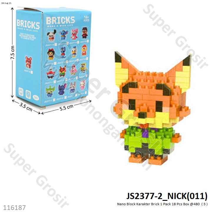 Nano Block Karakter Brick 1 Pack 18 Pcs Box @480