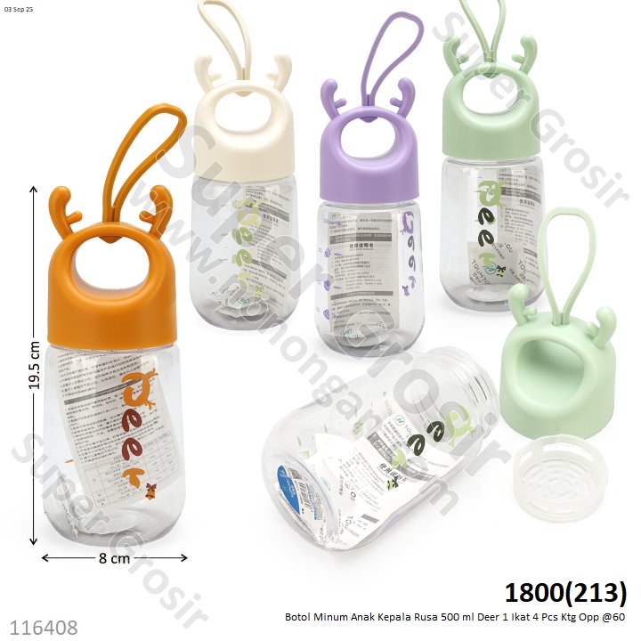 Botol Minum Anak Kepala Rusa 500 ml Deer 1 Ikat 4 Pcs Ktg Opp @60