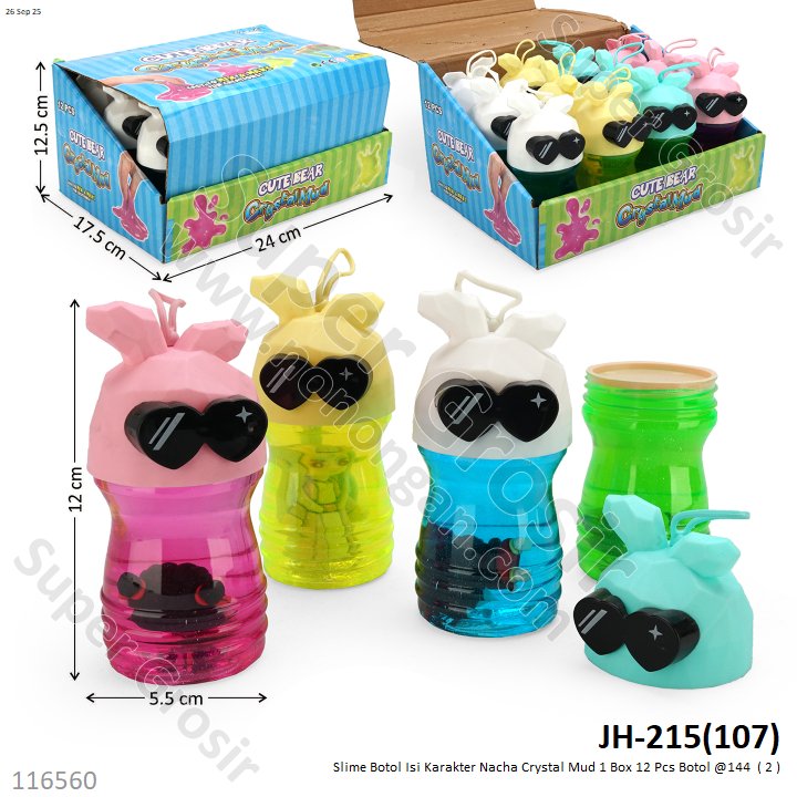 Slime Botol Isi Karakter Nacha Crystal Mud 1 Box 12 Pcs Botol @144