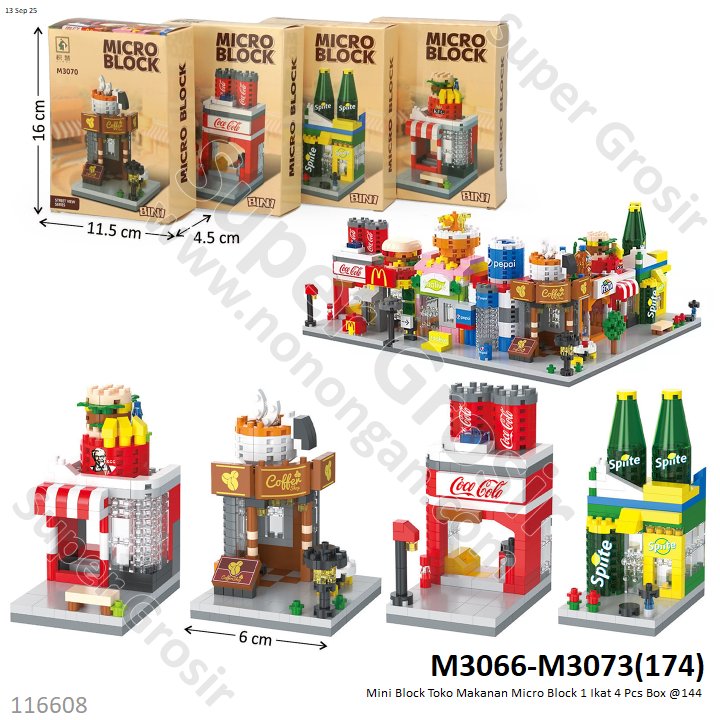 Mini Block Toko Makanan Micro Block 1 Ikat 4 Pcs Box @144