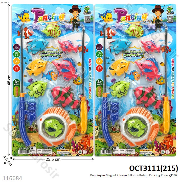 Pancingan Magnet 2 Joran 8 Ikan + Kolam Pancing Press @102