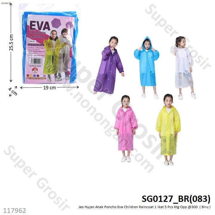 Jas Hujan Anak Poncho Eva Children Raincoat 1 Ikat 5 Pcs Ktg Opp @300