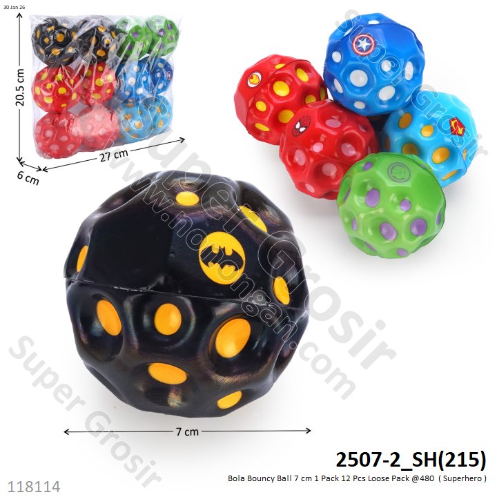Bola Bouncy Ball 7 cm 1 Pack 12 Pcs Loose Pack @480