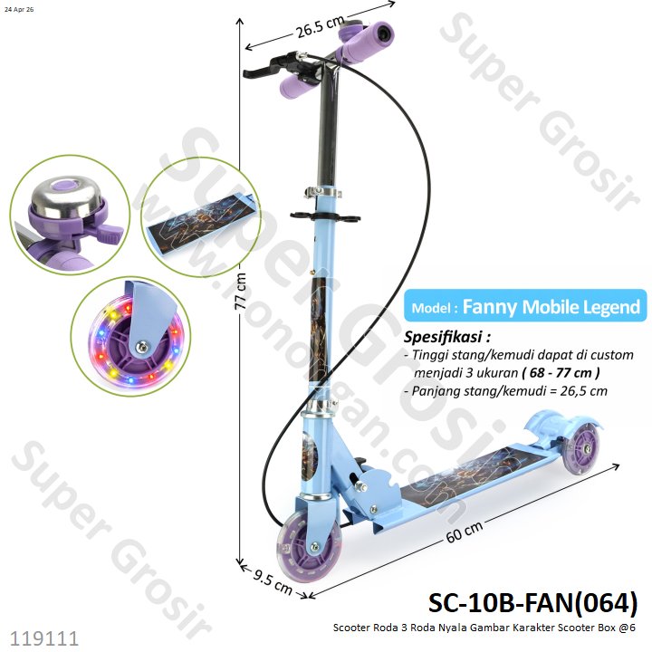 Scooter Roda 3 Roda Nyala Gambar Karakter Scooter Box @6