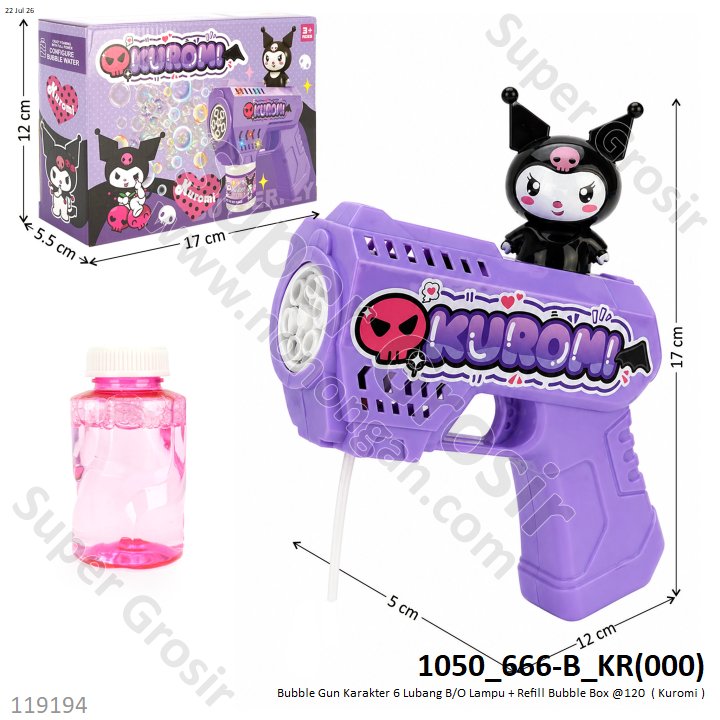 Bubble Gun Karakter 6 Lubang B/O Lampu + Refill Bubble Box @120