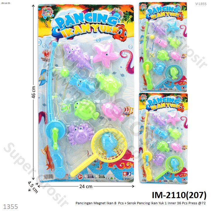 Pancingan Magnet Ikan 8  Pcs + Serok Pancing Ikan Yuk 1 Inner 36 Pcs Press @72
