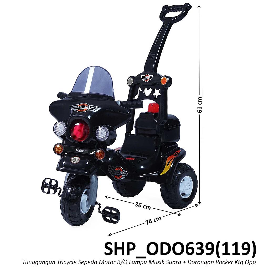 Tunggangan Tricycle Dorong Sepeda Motor B/O Lampu Musik Suara + Dorongan Rocker Ktg Opp @4