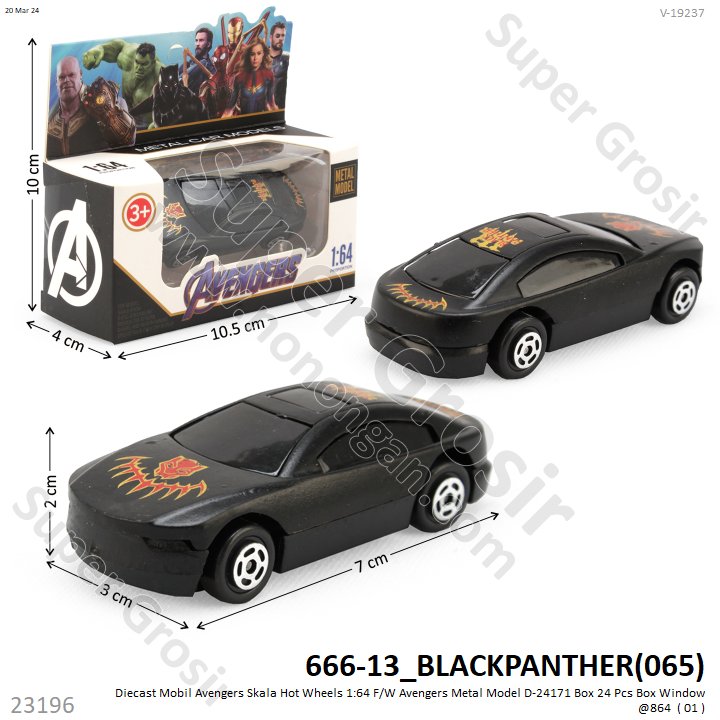 Diecast Mobil Sedan Avengers Skala Hot Wheels 1:64 F/W Metal Model D-2417 8 Karakter 1 Box 24 Pcs Box Window @864