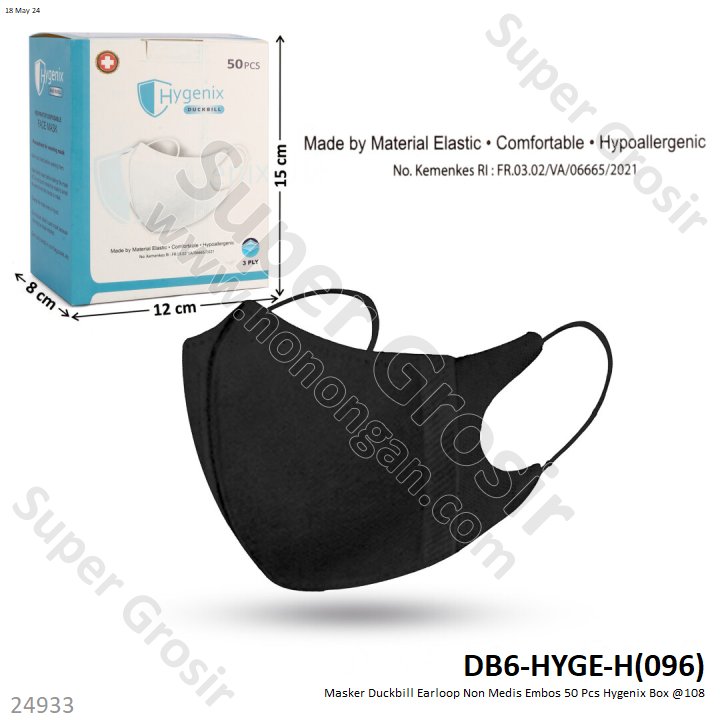 Masker Duckbill Earloop Embos Non Medis 50 Pcs Hygenix Box @108