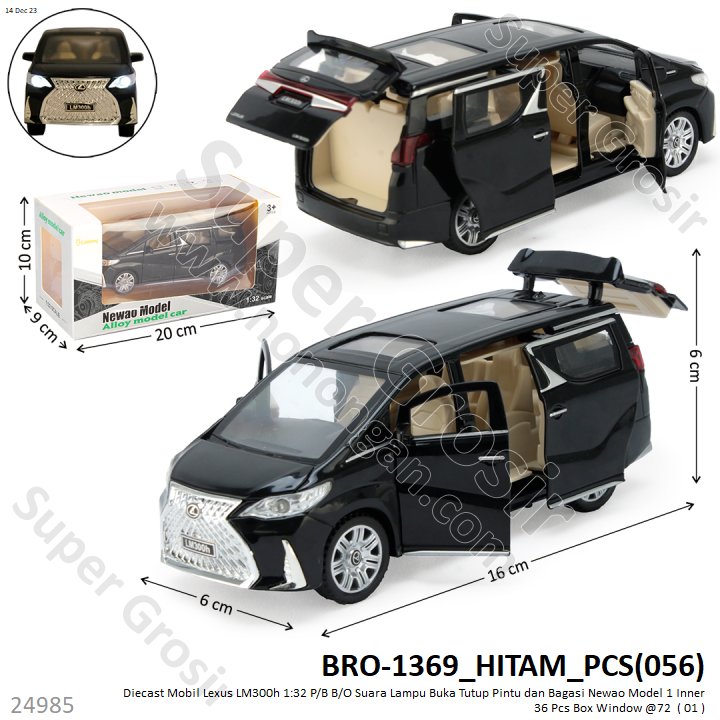 Diecast Mobil Lexus LM300h 1:32 P/B B/O Lampu Suara Buka Tutup Pintu dan Bagasi Newao Model 2 Warna 1 Inner 36 Pcs Box Window @72