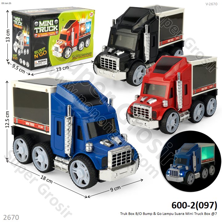 Truk Kontainer B/O Bump &amp; Go Suara Lampu Mini Truck Box @72