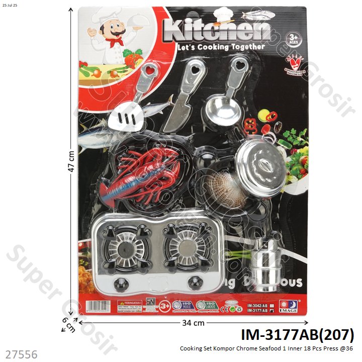 Cooking Set Kompor Chrome Seafood Cooking 1 Inner 18 Pcs Press @36