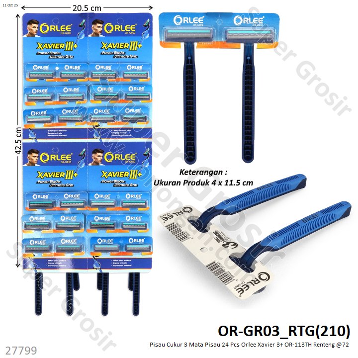 Pisau Cukur 3 Mata Pisau 24 Pcs Orlee Xavier 3+ OR-113TH Renteng @72