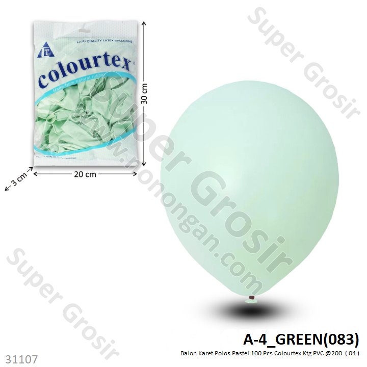 Balon Karet Polos Pastel 100 Pcs Colourtex Ktg PVC @200