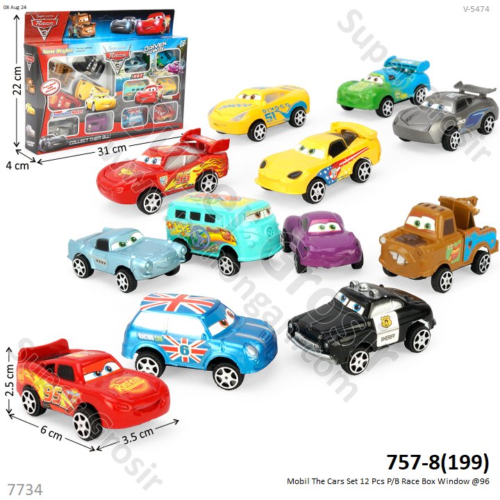 Mobil Skala Hot Wheels The Cars 12 Pcs P/B Race Box Window @96