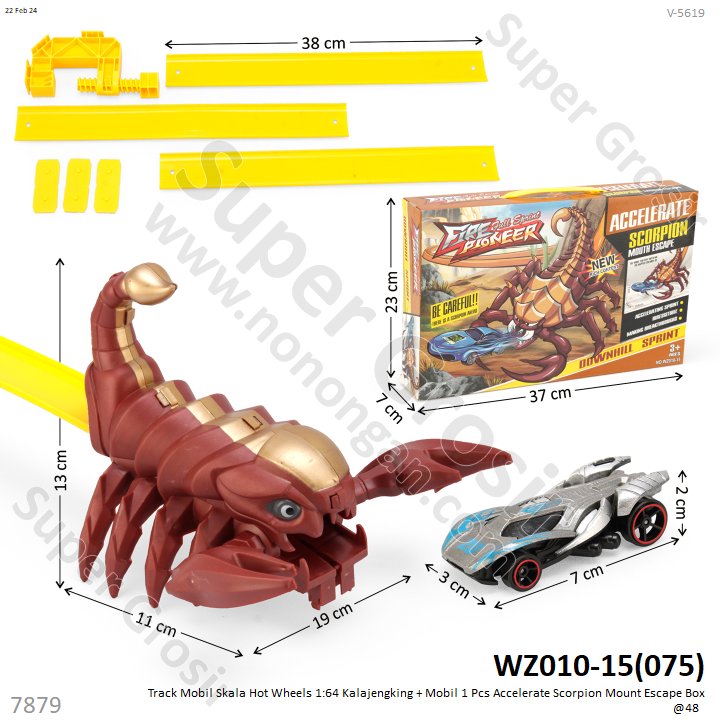 Track Mobil Skala Hot Wheels 1:64 Kalajengking + Mobil 1 Pcs Accelerate Scorpion Mount Escape Box @48 
