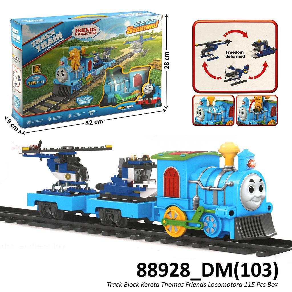Kereta Thomas 2 Gerbong Muat Mini Block Kendaraan Polisi dan Track Friends Locomotora Box @24