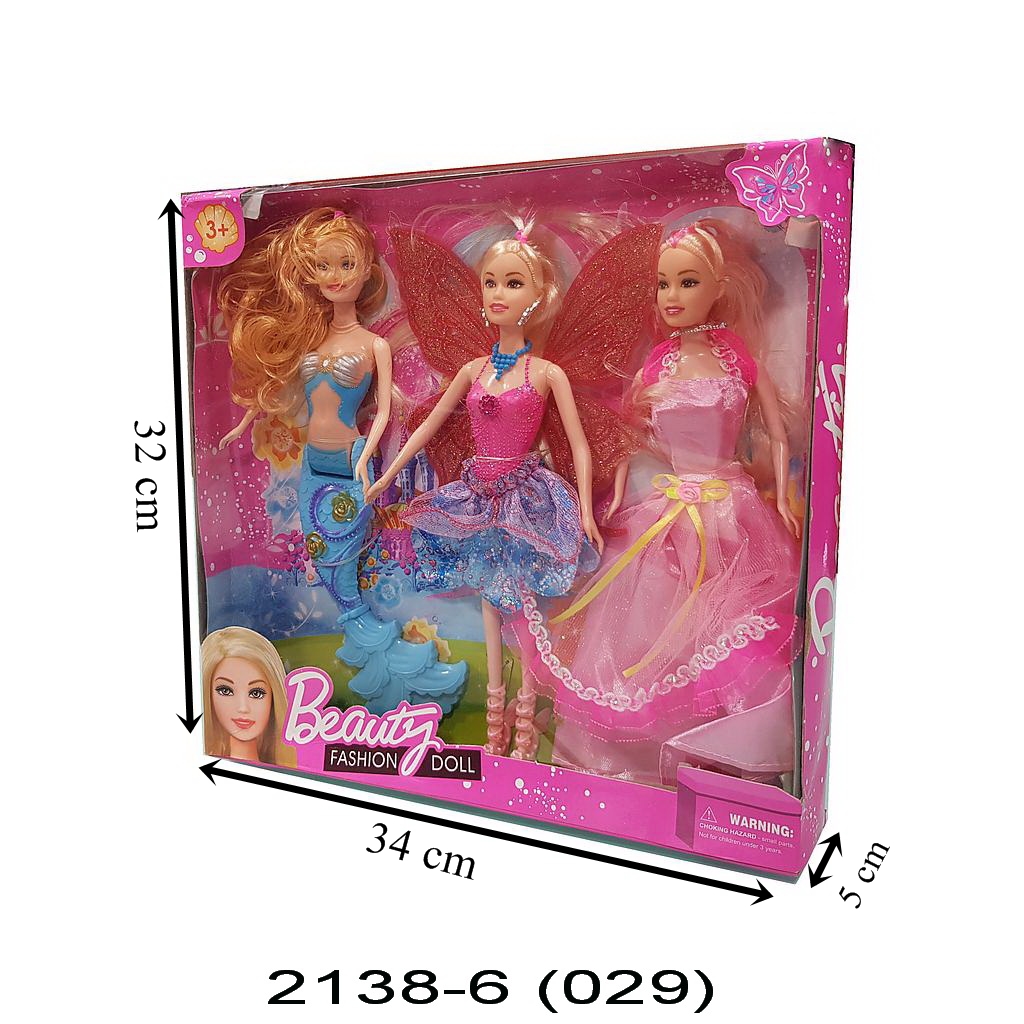 Boneka Barbie 3 Pcs Body Padat Beauty Fashion Doll Box Window 