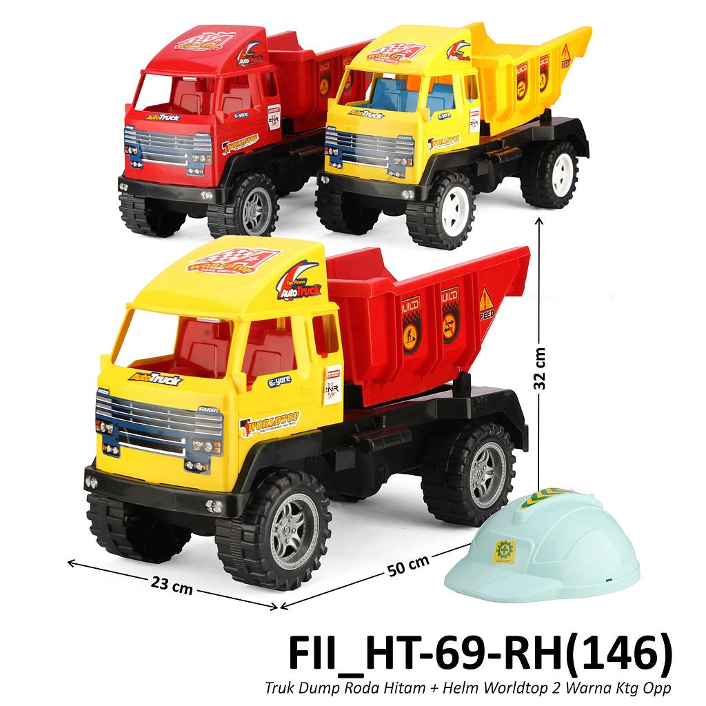 Truk Konstruksi Truk Dump Roda Hitam + Helm Worldtop 2 Warna Ktg Opp @12