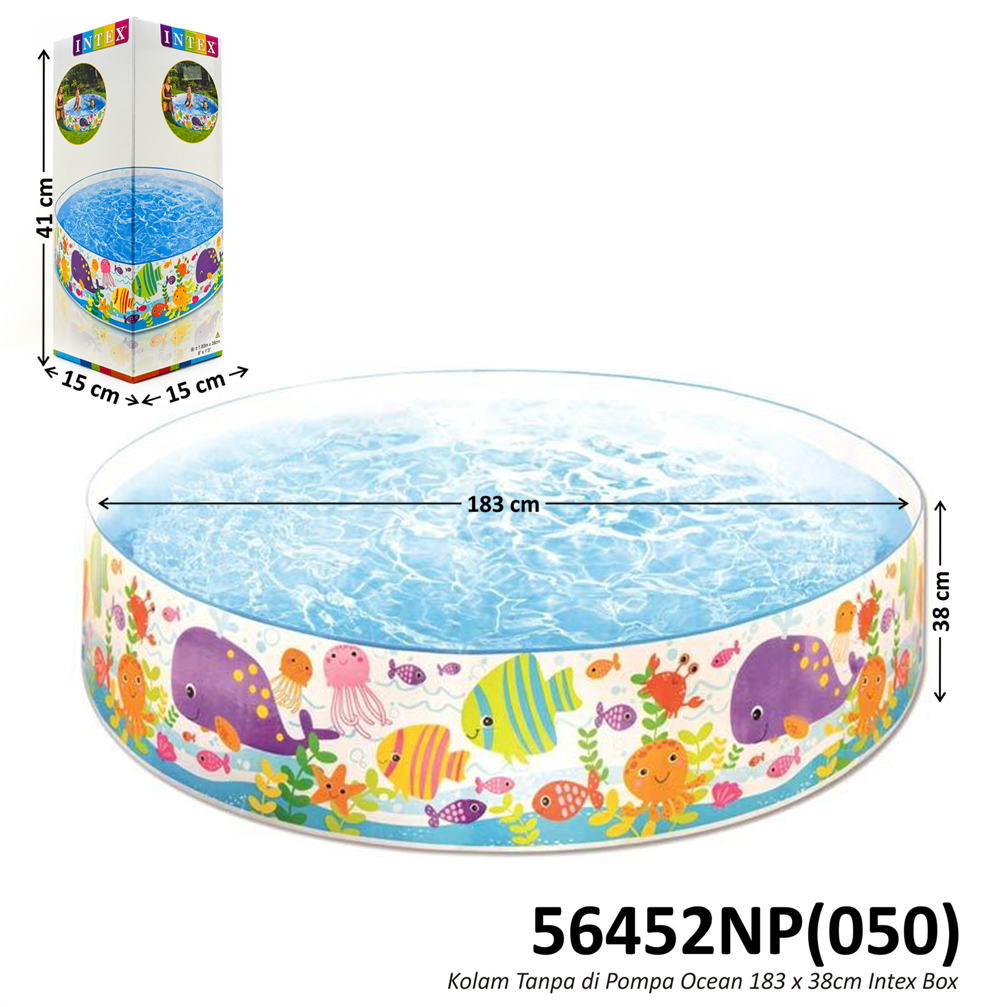 Kolam Renang Anak Intex Tanpa di Pompa Ocean 183x38cm Box @6