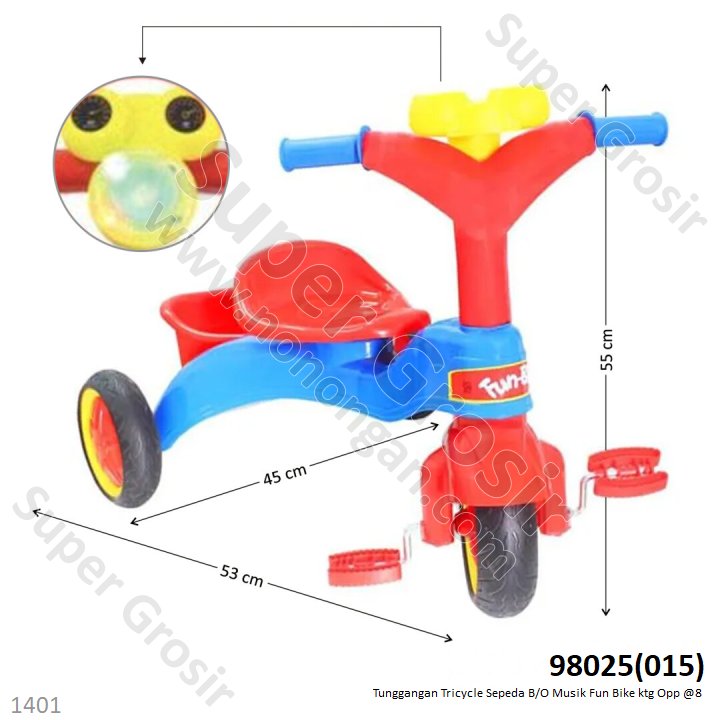 Tunggangan Sepeda Roda 3 B/O Musik Fun Bike ktg Opp @8