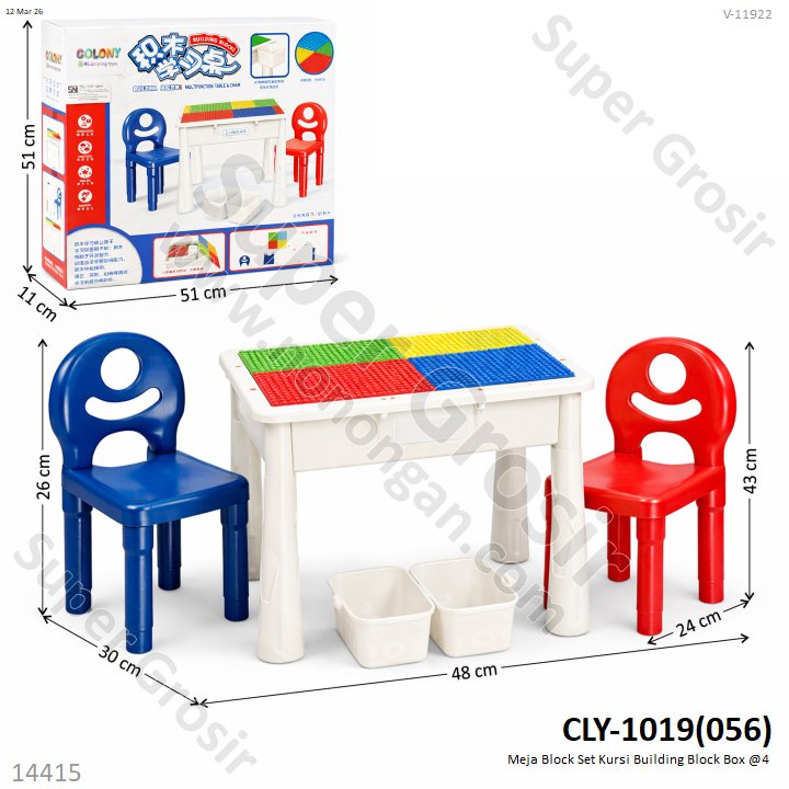 Meja Block Set Kursi Building Block Box @4