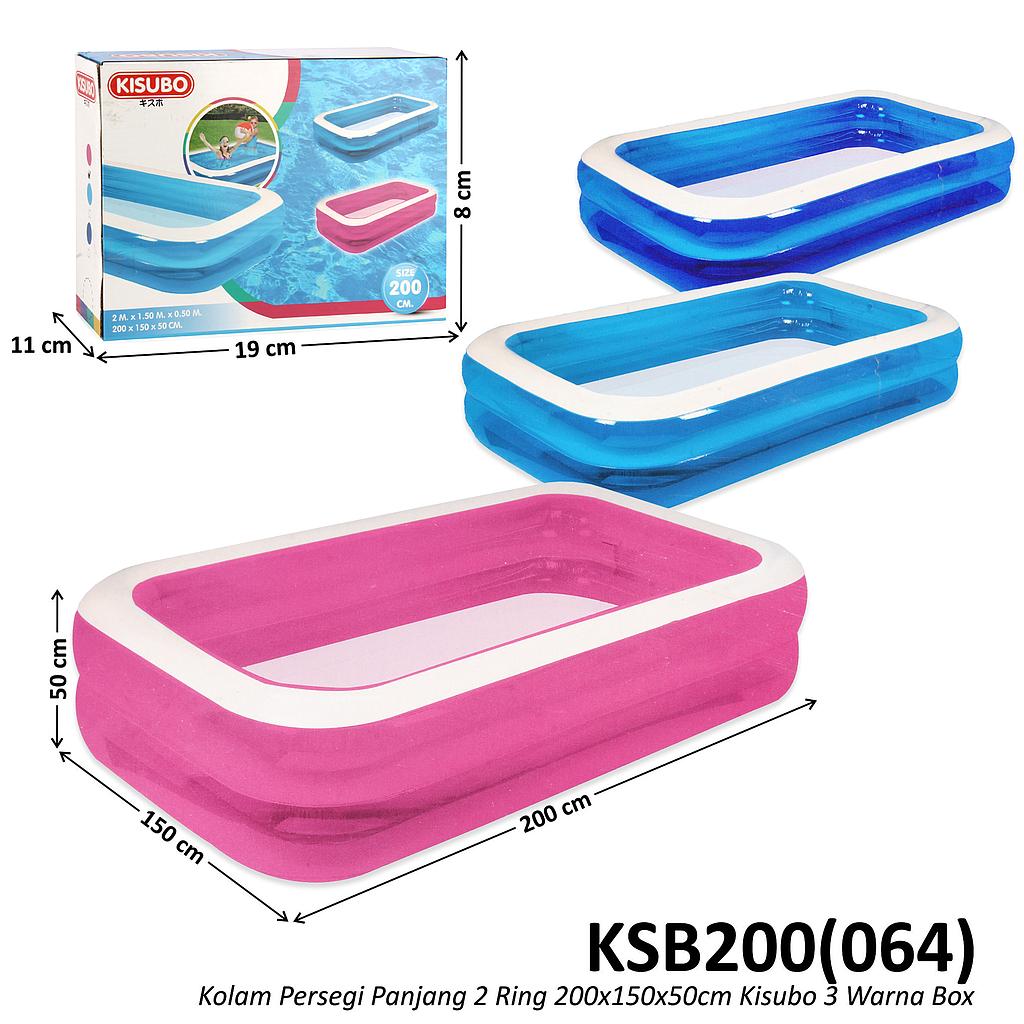Kolam Renang Anak Persegi Panjang 2 Ring 200x150x50 cm Kisubo 3 Warna Box @6