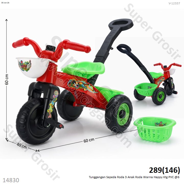 Tunggangan Sepeda Roda 3 Anak Roda Warna Happy Ktg PVC @6