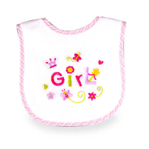 Baby Bib With Embroidery, Girl - 1013