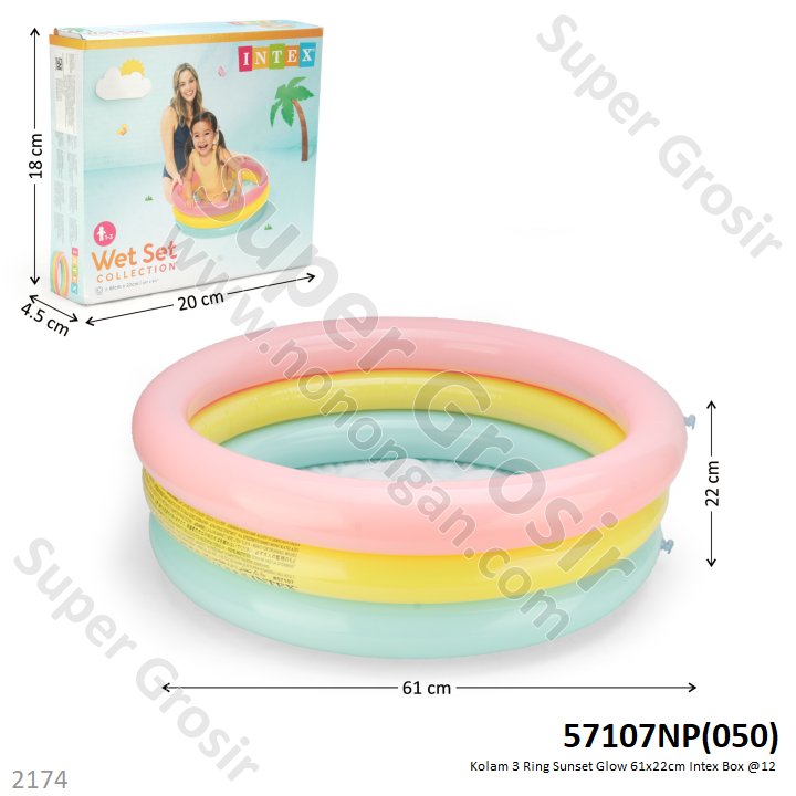 Kolam Renang Anak Intex 3 Ring Sunset Glow 61x22 cm Box @12