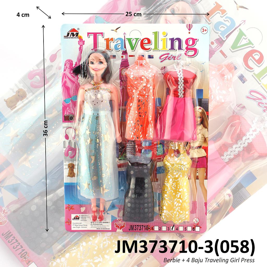 Boneka Barbie Set Baju 4 Pcs Traveling Girl Press @180