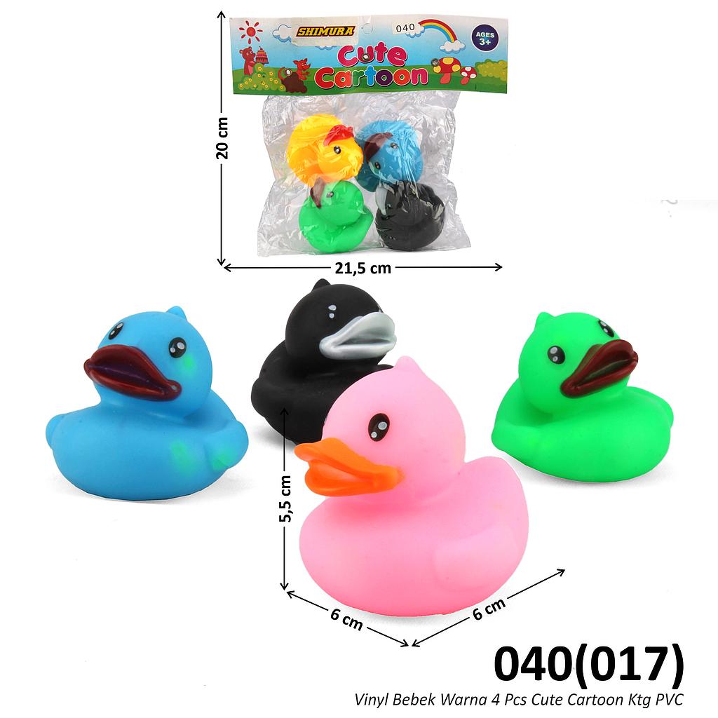 Vinyl Hewan Unggas Bebek Warna 4 Pcs Cute Cartoon Ktg PVC @360