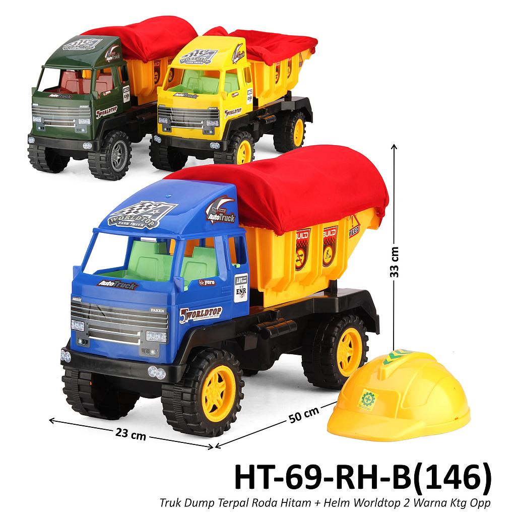 Truk Dump Terpal Roda Besar Hitam + Helm Worldtop 2 Warna Ktg Opp @10