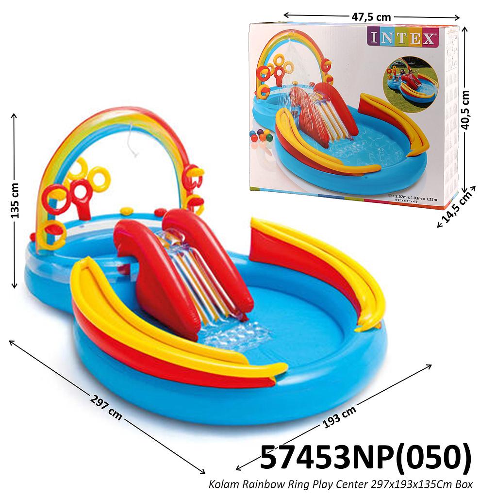 Kolam Renang Anak Perosotan Rainbow Ring Play Center 297x193x135 cm Intex Box @2