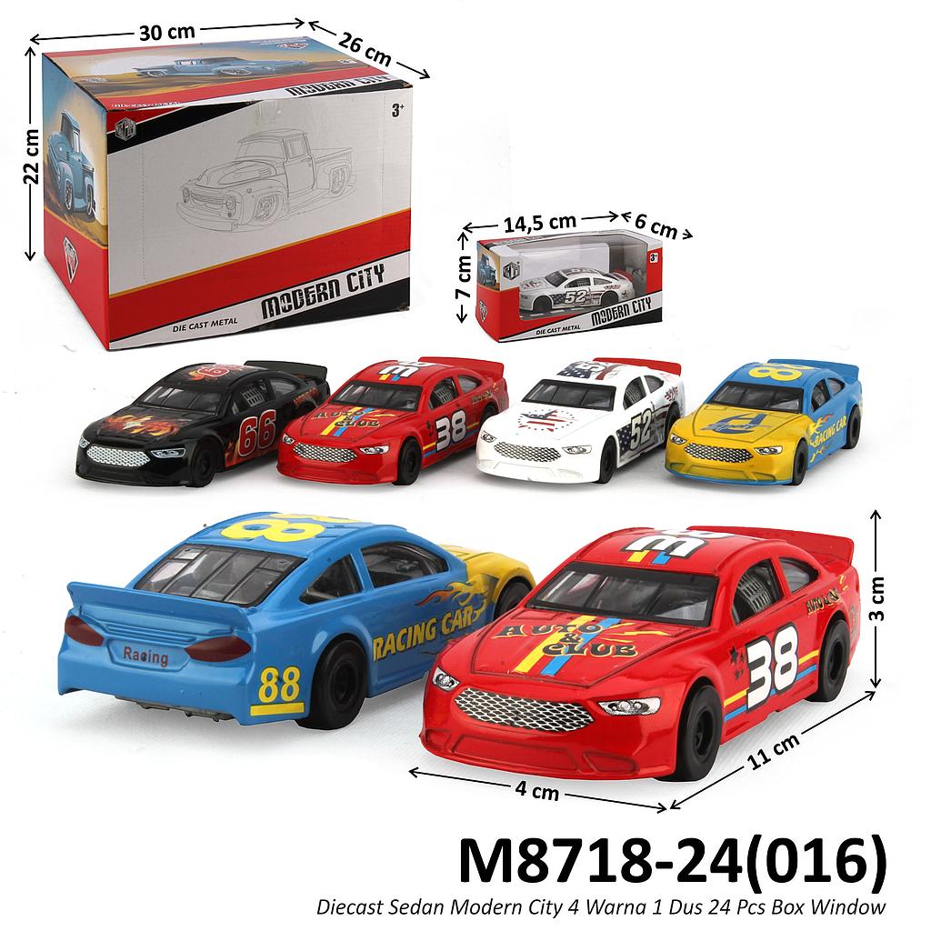 Diecast Mobil Modern City 4 Warna 1 Dus 24 Pcs Box Window @288