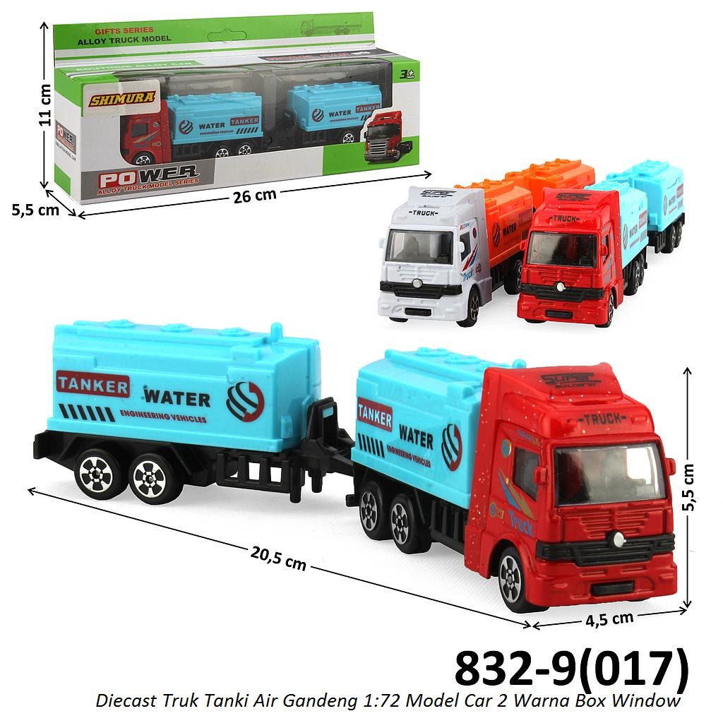 Diecast Truk Tanki Air Gandeng 1:72 Model Car 2 Warna Box Window @168