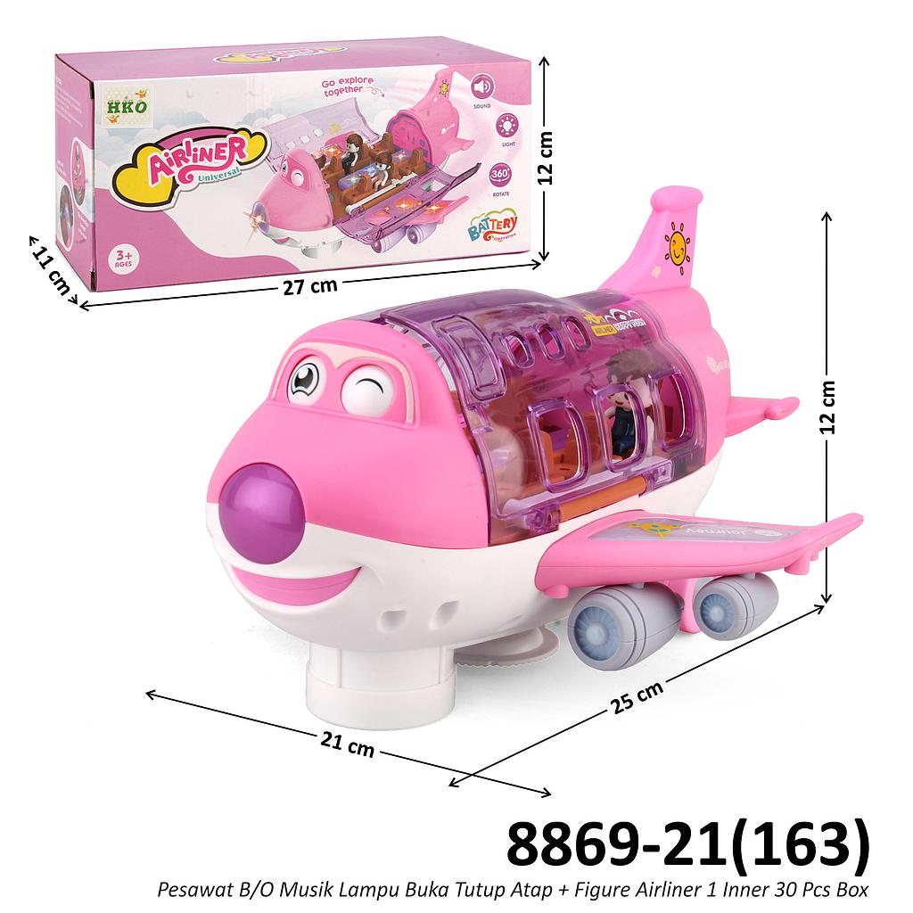 Pesawat B/O Jalan Musik Lampu Buka Tutup Atap + Figure Airliner 1 Inner 30 Pcs Box @60